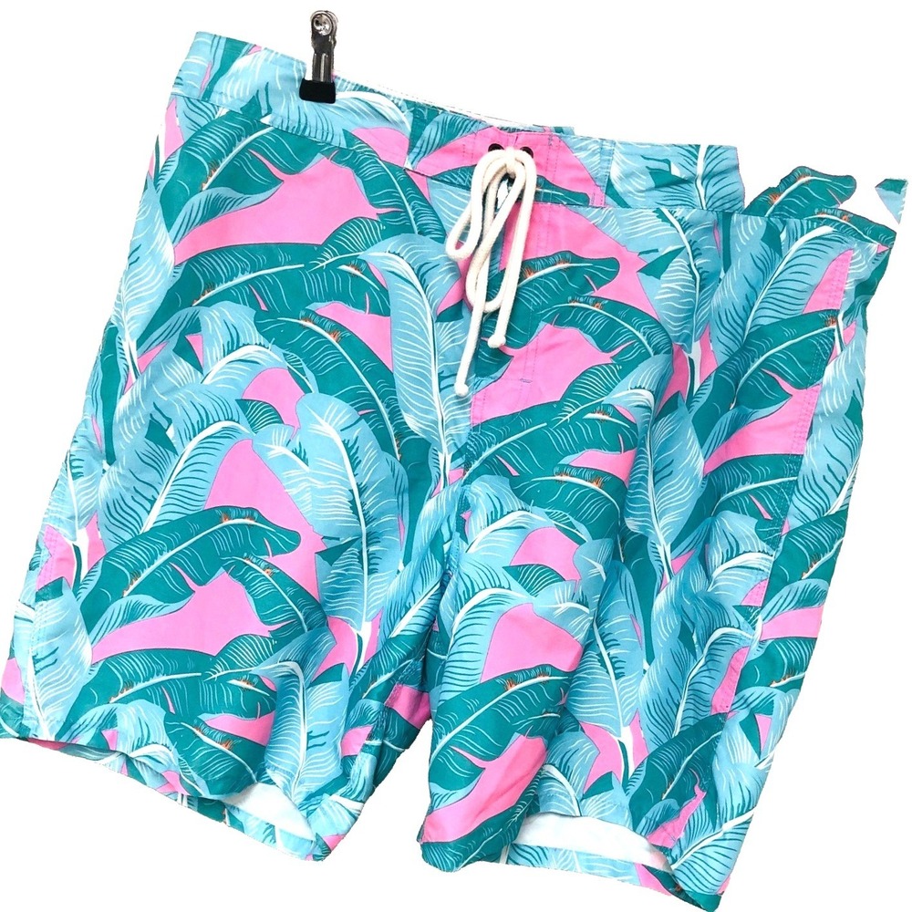 Strong Boalt Board Shorts Swim Tie Zip Beachy Tropical Coastal Surf Mens 37‎ x 8